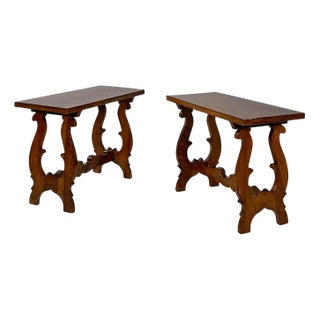 Italian Late 19th Century Style Coffee Tables in Crafted Wood, 1930s, Set of 2 For Sale