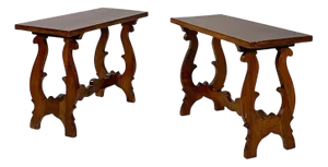 Italian Late 19th Century Style Coffee Tables in Crafted Wood, 1930s, Set of 2