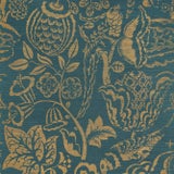 Sample - Schumacher Uccello Sisal Wallpaper in Gold on Peacock For Sale