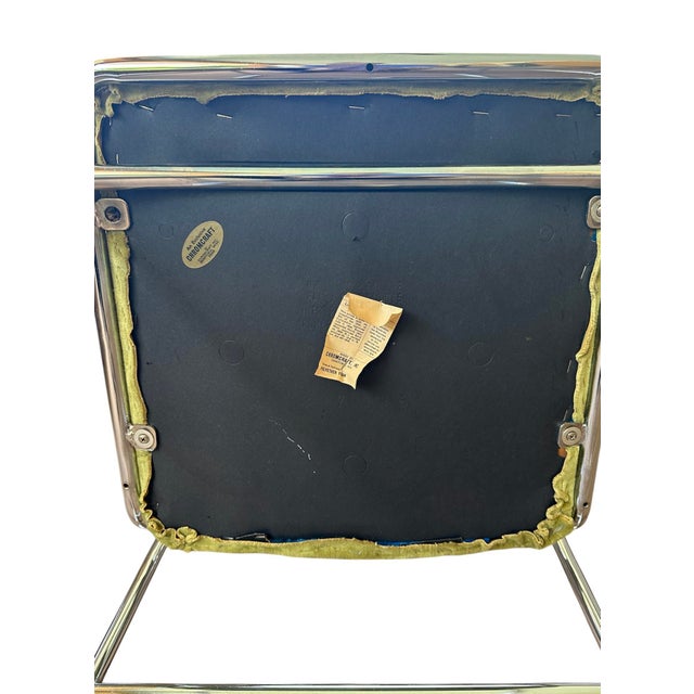 Vintage Mid Century Chromcraft Cantilever Armchairs With Olive Green Upholstery, a Pair Circa 1970 For Sale - Image 9 of 12