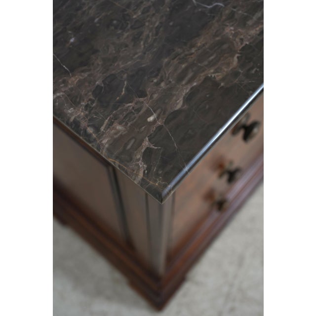 Brown Ethan Allen Empire Style Marble Top 4 Drawer Chest For Sale - Image 8 of 17
