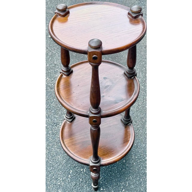 American Ethan Allen Old Tavern Pine 3 Tier Stand For Sale - Image 3 of 8
