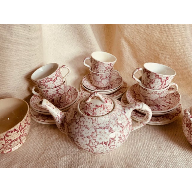 Antique Staffordshire Child's Tea Set, British Anchor Pottery, Apple Blossom Pattern, Circa 1850 For Sale - Image 11 of 12