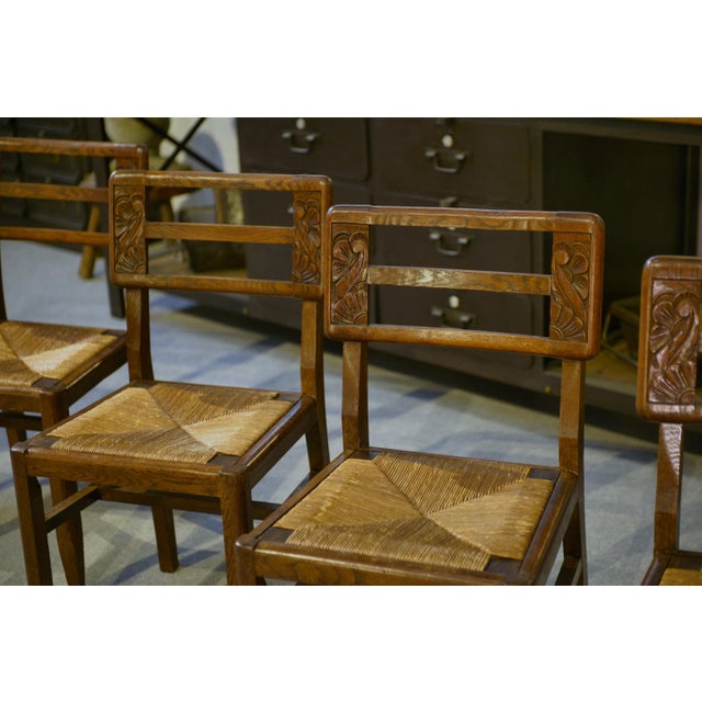 Oak Chairs in the style of Pierre Cruège, 1940s, Set of 6 For Sale - Image 10 of 13