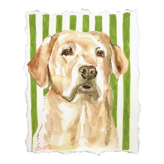 Labradorable - Playful Dog Pet Portrait Mixed Media Painting on Paper Original Artwork by Kellie Newsome For Sale