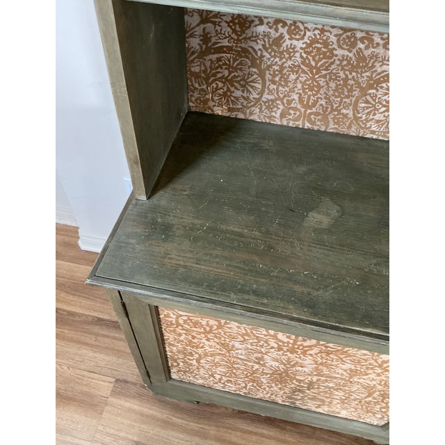 Late 20th Century Rustic European Style Painted Wood Hutch Cabinet With Decorative Panels For Sale - Image 16 of 17