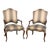 Pair of Gorgeous Century French Louis XV Walnut Armchairs Striped Upholstery For Sale