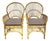 Vintage Rattan Bamboo Fan Back Chairs- A Pair For Sale