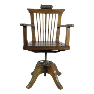 Walnut Swivel Barber Chair with Adjustable Headrest, 1930s For Sale