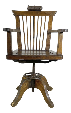 Walnut Swivel Barber Chair with Adjustable Headrest, 1930s