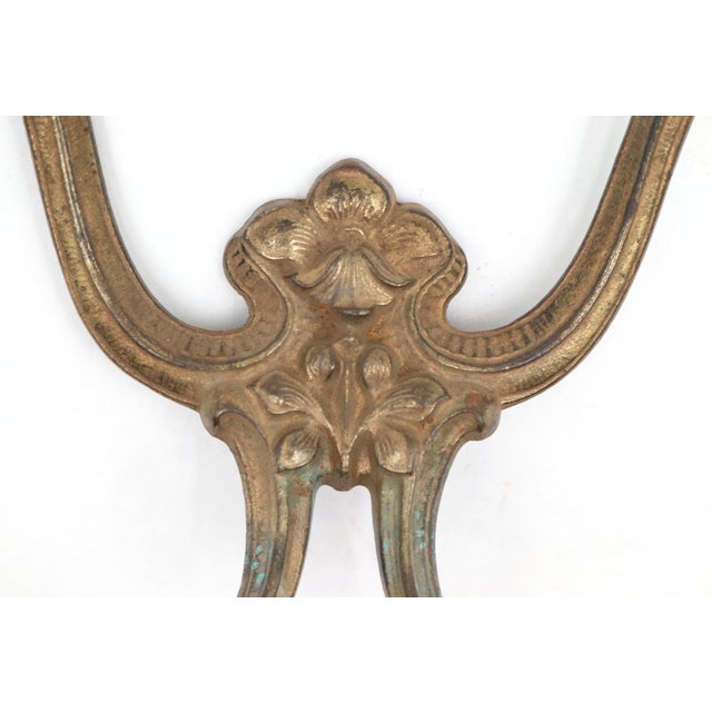 Mid 20th Century Mid 20th Century Pair of Art Nouveau Brass Plated Cast Iron Hall Tree Hooks For Sale - Image 5 of 7