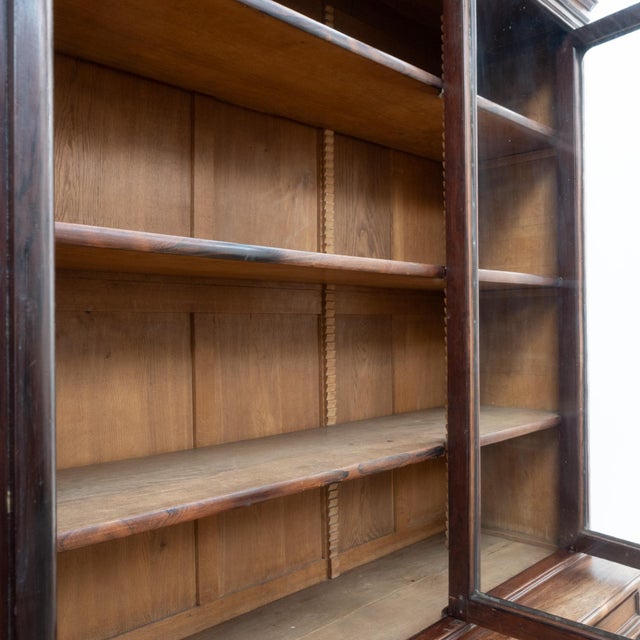 Large 19th Century Walnut Glass-Fronted Bookcase For Sale - Image 11 of 15