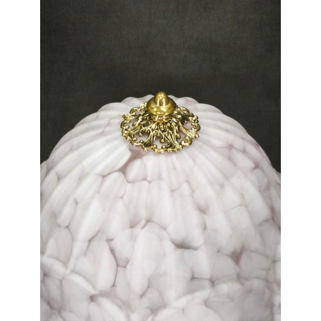 Metal Art Nouveau French Brass, Marble and Opaline Glass Table Lamp, 1920s For Sale - Image 7 of 12