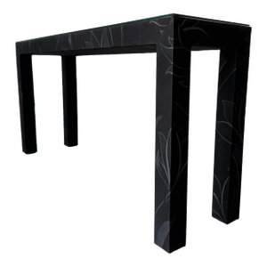 1980’s Postmodern Parsons-Style Upholstered Console Table With Glass Top
