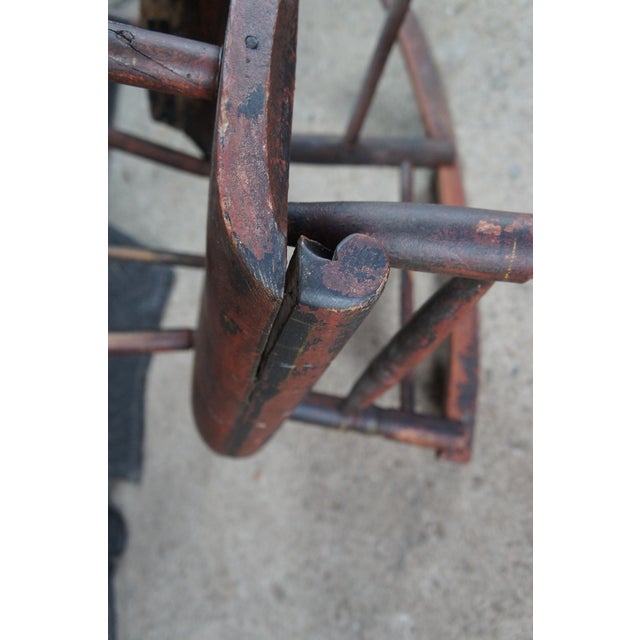 Antique Early American Country Farmhouse Windsor Slat Back Rocking Chair For Sale - Image 10 of 12