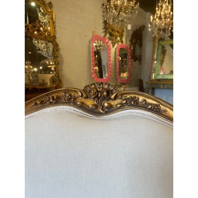 19th Century Late 19th C French Louis XV Giltwood Bergere For Sale - Image 5 of 7