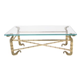 1960s Arturo Pani Polished Brass Cobra Coffee Table For Sale