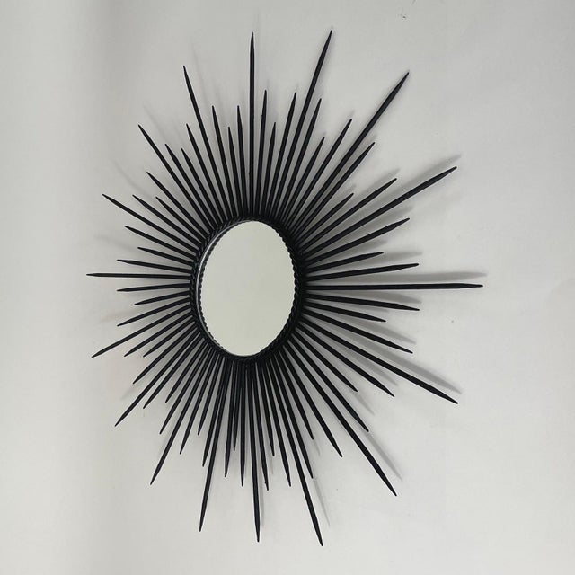 Brutalist Black Wrought Iron Sunburst Mirror, France, 1950s For Sale - Image 13 of 17