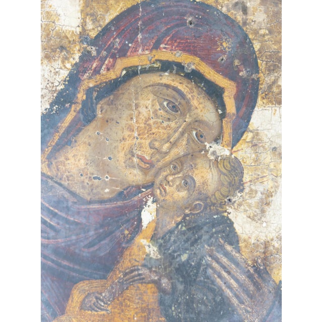 Renaissance 16th Century Veneto-Cretan School Christian Icon of Mother of God Elousa For Sale - Image 3 of 13