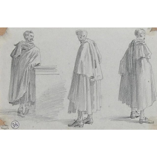 Adrien Dauzats, Studies of a Man, Original Drawing, 19th-Century For Sale - Image 3 of 3