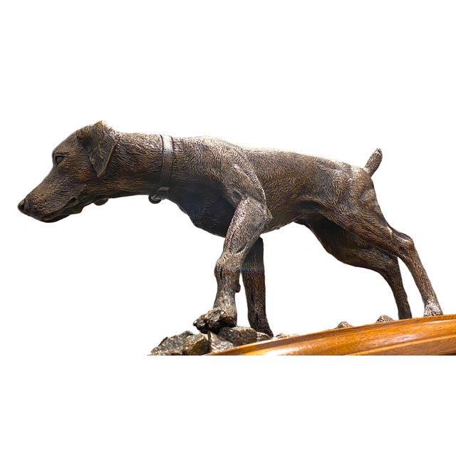 Wood Bronze Pointer Hunting Dog Sculpture by Parton, 1992 — Limited Edition For Sale - Image 7 of 9