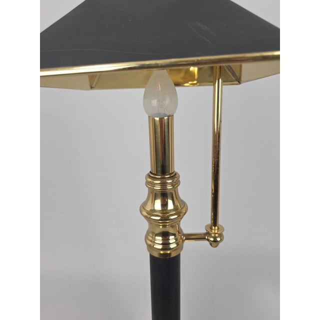 Vintage Chapman Brass Bouillotte Table Lamp With Black Tole Shade For Sale - Image 10 of 13