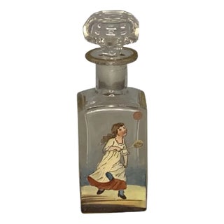 Antique Bohemian Perfume Bottle: Hand-Painted Enamel Tennis Scene, c.1890-1910 For Sale