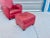 Red Vintage Leather Lounge Chairs & Ottoman Set, 3 Pieces For Sale - Image 8 of 13
