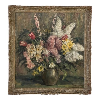 Framed Still Life Oil Painting on Canvas by Jozef Callaerts (1896-1965) For Sale