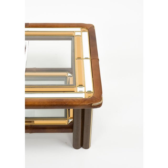 Mid-Century Modern Rectangular Coffee Table in Leather and Glass, 1970s For Sale - Image 9 of 18