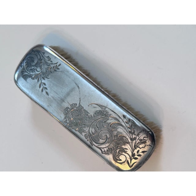 Silver Etched Horse Hair Clothes Brush For Sale - Image 4 of 8