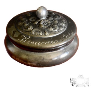 Victor Silver Co Box Antique Silver Plate Collar Button Engraved Brewmasters For Sale