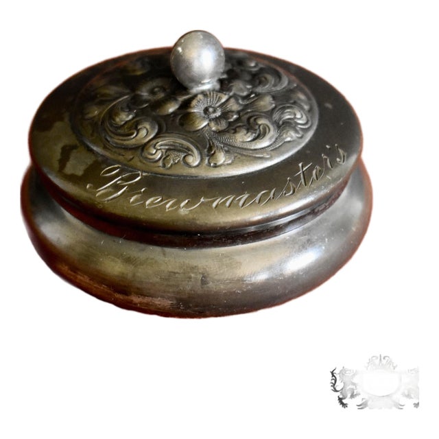 Victor Silver Co Box Antique Silver Plate Collar Button Engraved Brewmasters For Sale