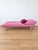 1950s Mid Century Modern Chaise With Adjustable Head Rest. Freshly Reupholstered in Pink Leather Accented With Cherry Mohair Welting. For Sale - Image 5 of 7