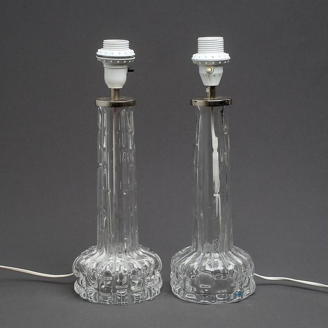 Crystal Table Lamps by Carl Fagerlund for Orrefors, Sweden, 1960s, Set of 2 For Sale - Image 3 of 5