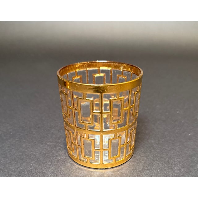 Metal 1960s Imperial Glass Co. “Shoji Trellis” Gilt Tumblers- 15 Pieces For Sale - Image 7 of 9