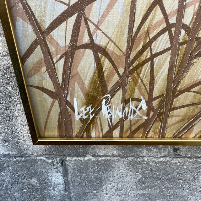 Metal Large Mid Century Modern Landscape Oil Painting Signed by Lee Reynolds. Circa 1960s For Sale - Image 7 of 18