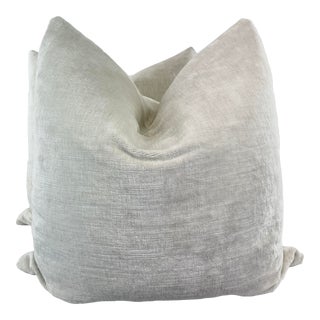 Cream Linen Velvet 22” Pillows-A Pair For Sale