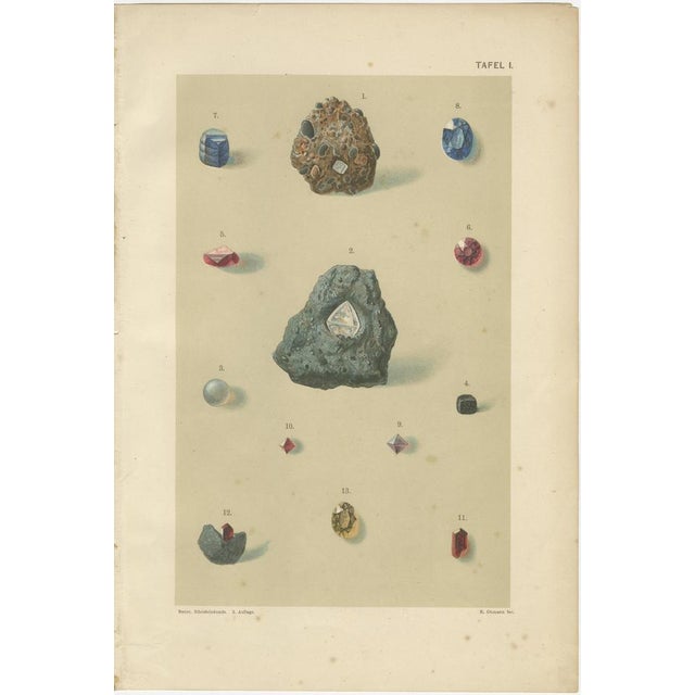 Antique Gemstone Prints with Diamond, Garnet & Tourmaline, Germany, 1900, Set of 4 For Sale - Image 3 of 9