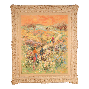 Painting by Clifford Silsby (1896-1986) of People Walking on a Garden Path