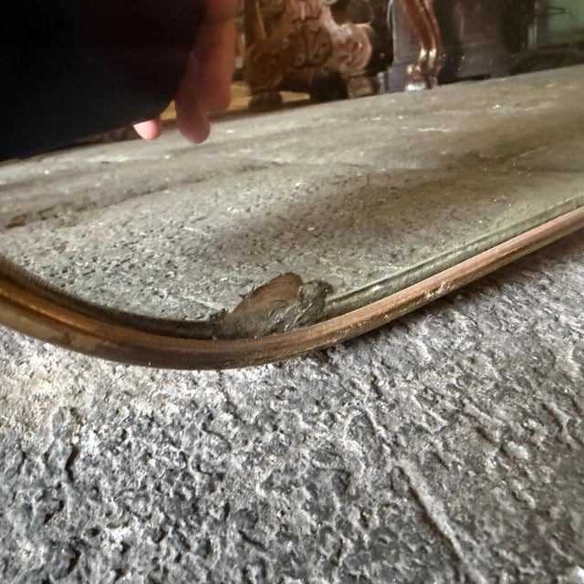 1950s Gio Ponti Style Mid-Century Modern Brass Italian Big Wall Mirror For Sale - Image 10 of 10