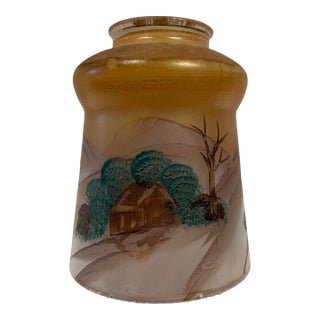 1930s Arts and Crafts Painted Glass Chandelier or Light Shade For Sale