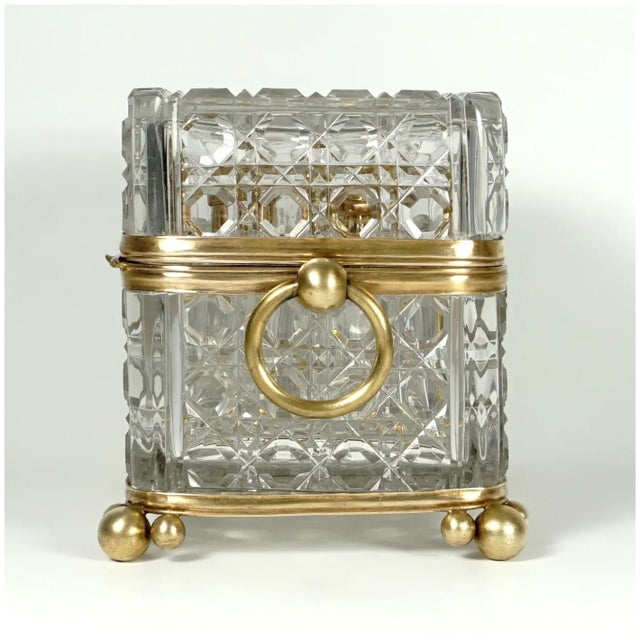 Mid 19th Century Antique Baccarat French Cut Crystal Perfume Box, Casket For Sale - Image 11 of 12