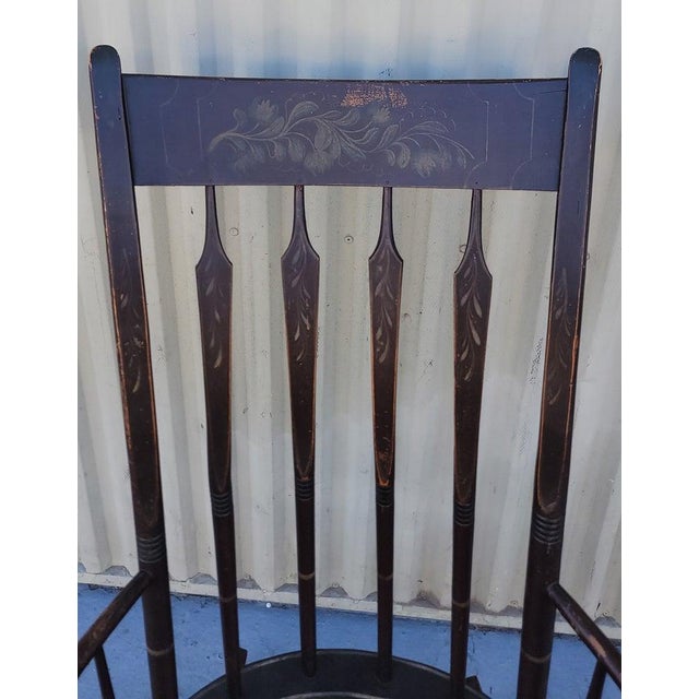 Brown 19Thc Paint Decorated Windsor Rocking Chair For Sale - Image 8 of 8