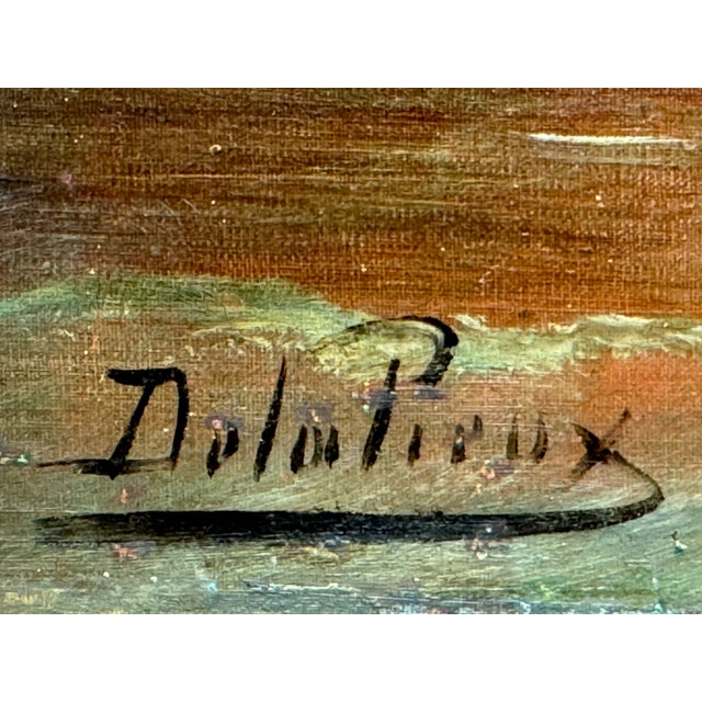 DeLaLieux Seascape Depicting Sailboats and Sunset For Sale - Image 4 of 4