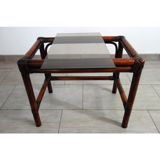 Wood Vintage Rattan Nesting Tables, 1960s, Set of 3 For Sale - Image 7 of 17