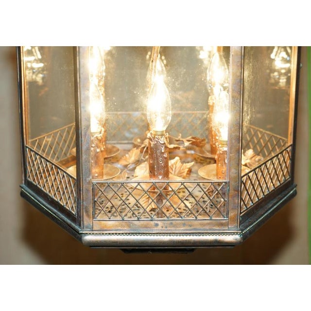 Italian Copper Floral Hanging Lantern, 1960s For Sale - Image 10 of 15