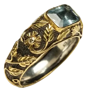 18k Gold and Sterling Aquamarine and Diamond Ring, Size 7.5