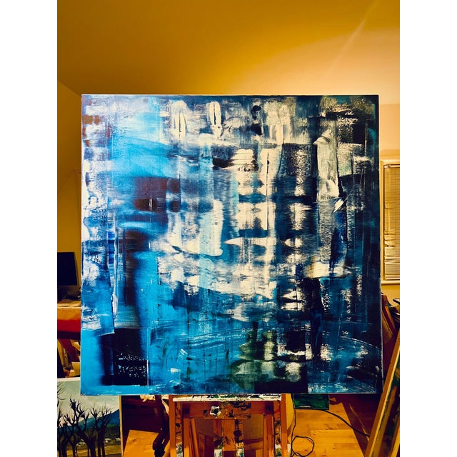 Abstract The Blue in Us Abstract Expressionism Acrylic Painting by Shabs Beigh For Sale - Image 3 of 9