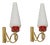 Sconces in Brass, Opal Glass and Red Metal attributed to Oscar Torlasco, Italy, 1950s, Set of 2 For Sale
